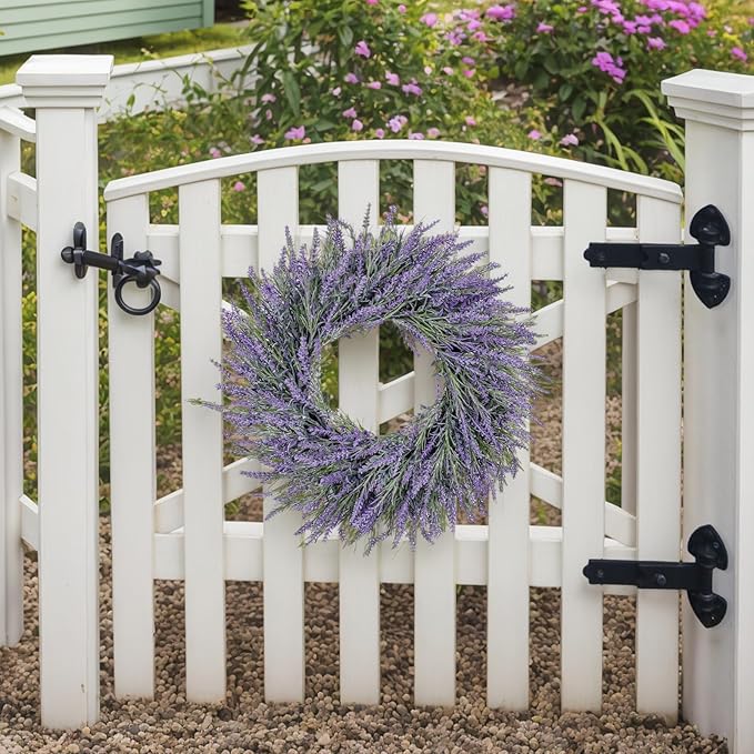 22 Inch Summer Spring Wreaths for Front Door Romance Lavender Wreath, Elegant Artificial Front Door Wreath for All Season Spring Decorations for Home Wall Entryway Farmhouse Porch Room Decor