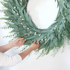 32" Eucalyptus Wreath for Front Door - Large Artificial Greenery Outdoor Wreath for Porch, Window,Farmhouse,Home,Holiday,Hanging Decor- Spring, Summer, Fall, All Seasons (Green)