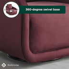 Studio Living® Lydia 35.3" Swivel Accent Chair, Modern Boho, Fully Assembled, Pocket Coil Comfort, Round Swivel Base Leg, Soft Velvet Fabric, Plum