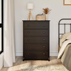 Prepac Sonoma Superior 5-Drawer Dresser for Bedroom - Spacious and Stylish Chest of Drawers, Measuring 17.75"D x 31.5"W x 44.75"H, In Espresso Finish