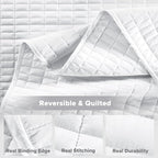 Comfort Spaces White Oversized King Quilt Set 120"x118" Bedspread Quilted Summer Lightweight Microfiber Bedding Coverlet with Double Sided Stitching Soft All Season Cozy 3 Piece with Matching Shams