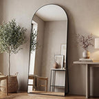 Antok Full Length Mirror, 71"x32" Floor Mirror, Arched Floor Standing Freestanding Arch Full Body Mirrors with Stand for Bedroom, Hanging Mounted for Living Room Cloakroom,Black