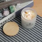 Crystal Vibe Jasmine Scented Candle with Clear Quartz Crystals and Jasmine Petals for Aromatherapy Mditation - Attract Abundance - Natural Soy Candle Gifts for Christams Birthdays