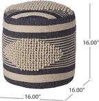 Christopher Knight Home Lucknow Handcrafted Cylinder Pouf - White/Denim Blue