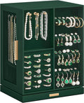 SONGMICS Jewelry Box 360° Rotating, Jewelry Storage Case with 5 Drawers, Jewelry Organizer, Glass Window, Spacious, Vertical Jewelry Storage, Open Design, Great Gift, Forest Green UJBC170C01