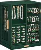SONGMICS Jewelry Box 360° Rotating, Jewelry Storage Case with 5 Drawers, Jewelry Organizer, Glass Window, Spacious, Vertical Jewelry Storage, Open Design, Great Gift, Forest Green UJBC170C01