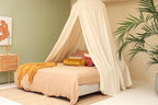 Cream Beige Bed Canopy for Queen and King-Sized Beds | Bedroom Decoration for Teens or Adults | Conical Shape Insect Netting | Mosquito Net in Multiple Colors and Sizes