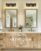 3-Light Bathroom Light Fixtures, Modern Vanity Light with Cylinder Clear Glass Shade, Vanity Lighting Fixtures Over Mirror, Oil Rubbed Bronze, VL143-ORB-3