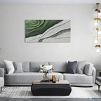 Art Hand-Painted Green Texture Oil Painting Modern Abstract Canvas Art Home Wall Decoration 24x48 inches