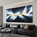 Abstract Black And Gold Wall Art Maximalist Canvas Wall Art Decor Prints Modern White Abstract Wall Decor Artwork For Living Room Bedroom Kitchen Office Artwork Ready To Hang 24" × 48"
