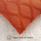 decorUhome Spring Throw Pillow Covers 12x20 Inch Set of 2, Soft Plush Faux Fur Wool Lumbar Rust Couch Pillow Covers, Decorative Neutral Pillow Cases for Bed Sofa Living Room Home Decor