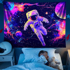 NYZE Astronaut Space Tapestry for Bedroom, Glow in the Dark Room Decor Wall Tapestries, Cool Galaxy Planet Wall Hanging, Wall Hanging for Men Guys Gamer Room Dorm Living Room 59X51in