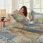 Secgo California King Quilt Size - 100% Cotton Oversized California Comforter Set Green Bedding Sets (120 * 110 Inch) with 2 Pillow Shams, Patchwork Reversible Lightweight Bedspread