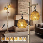 Scenekoy 68.5" Rustic Farmhouse Remote Control Switch Birch Tree Floor lamp with Bird Nest Lantern Shade Vintage Standing Lamp for Living Room Bedroom Hotel Bar Office Wood House(Bulb Included)