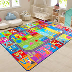 HOMORE Kids Educational Rug, 5x7 Kids Collection Area Rug for Learning Alphabet, Numbers, Colors, Season and Animal Words, Playmat for Classroom Playroom