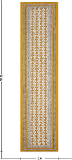 Kilim Runner 2.6x10 Cotton Runner Rug Yellow & Beige Indoor Outdoor 0.19 inches Stone Easy Washable Hand Wash Cotton Carpet Flatweave Rugs for Hallway, Staircases, Corridor