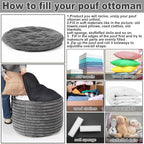 2 Pcs 26 x 18 Inch Unstuffed Pouf Cover Ottoman Foot Rest - No Filler, Faux Rabbit Fur Foot Stool Floor Bean Bag Floor Chair Storage for Living Room Bedroom Home Decor(Gray)