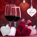 48 Pieces Valentine Heart Baubles Ornaments Valentine's Day Heart Shaped Ornaments for Decoration or Wedding Anniversary Party Supplies, 4 Colors in 8 Styles