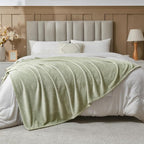 NEWCOSPLAY Super Soft Throw Blanket Sage Green Premium Silky Flannel Fleece Leaves Pattern Lightweight Bed Blanket All Season Use (Sage Green, Throw(50"x60"))