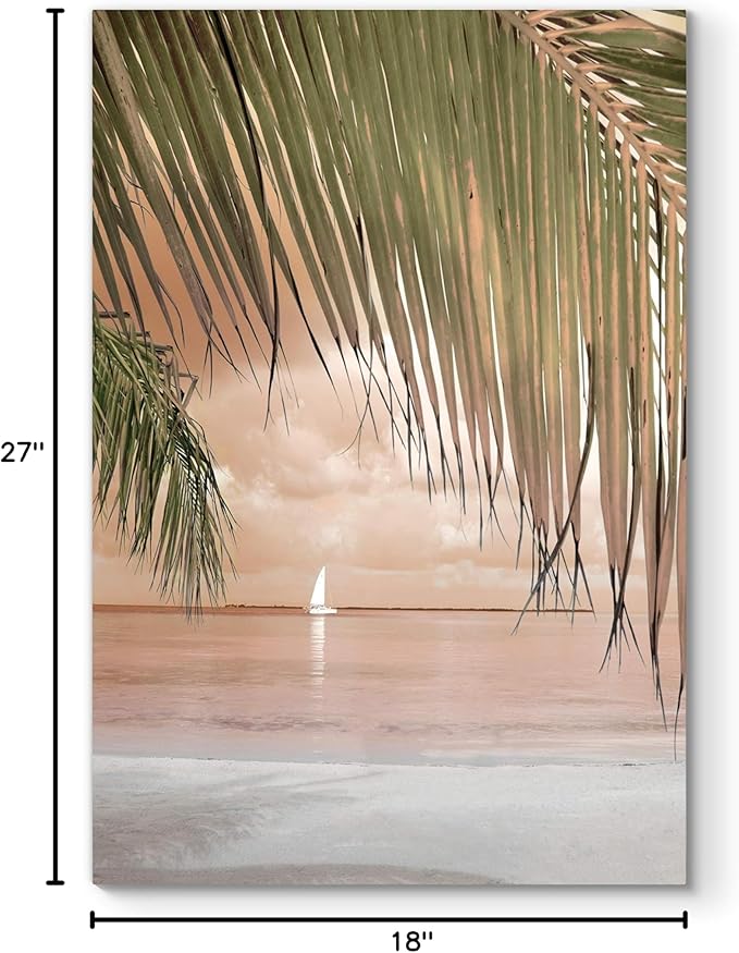 Renditions Gallery Canvas Nature Wall Art Home Paintings & Prints Perfect Palm Tree Curtain Modern Glam Wall Hanging Decorations Artwork for Bedroom Dining Office Kitchen - 18"x27" LT06