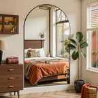Full Length Mirror, 72"x44" Arched Full Body Mirror, Oversized Floor Mirrors, Leaning Free Standing Mirrors, Hanging Mounted Large Mirrors for Bedroom Dressing Room, Cloakroom, Black