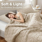 Comfort Spaces Queen Quilt Set Modern Reversible Ogee Coverlet Queen Bedding Set Cozy Quilted Winter Layer, All Season Lightweight Soft Queen Size Quilt, Kienna, Full/Queen Beige 3 Piece