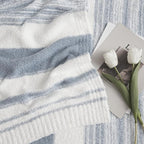 WRENGONGE Grey Blue Throw Blanket, 50x70 Soft Cozy Striped Throw Blankets for Couch, Sofa, Bed, Travel, Lightweight Fluffy Warm Plush Decorative Blankets for Women, Men Gift