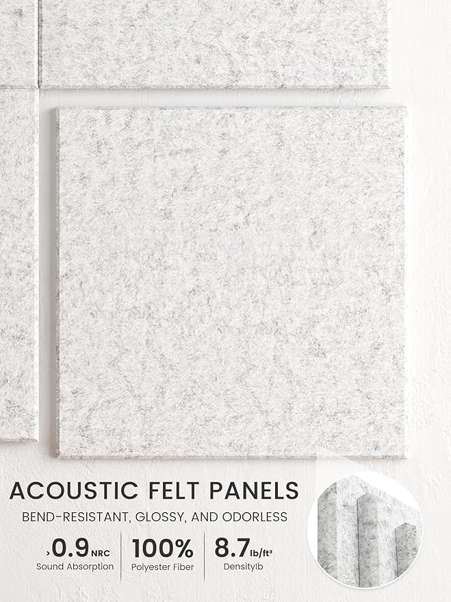 Bumusty Large Cork Board 48" x 36" Alternative - 12 Pack Felt Wall Tiles with 70 Safe Removable Adhesive Tabs, 30 Pushpins, Cork Boards for Walls Pin Board Bulletin Board Office Decor (Light Gray)