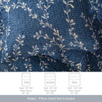 Exclusivo Mezcla Reversible Boho Quilts Queen Size, Navy Bedspreads Lightweight Coverlet All Season Flowers Quilt Bedding Set with Printed Floral Pattern (1 Quilt, 2 Pillow Shams)