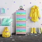 Sorbus Kids Dresser with 4 Drawers - Storage Chest Organizer Nightstand - Steel Frame, Wood Top, Tie-Dye Fabric Bins for Clothes - Wide Furniture for Bedroom, Hallway, Nursery, Closet, & Apartment