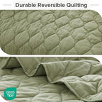 Comfort Spaces Queen Quilt Set Modern Reversible Ogee Coverlet Queen Bedding Set Cozy Quilted Winter Layer, All Season Lightweight Soft Queen Size Quilt, Kienna, Full/Queen Olive Green 3 Piece