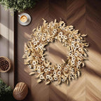 24 Inch White Floral Wreaths for Front Door - Spring Summer Decor with Artificial Eucalyptus, Boxwood & Grain Stems, All Season Farmhouse Wreath for Indoor Outdoor