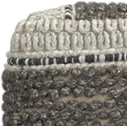 SIMPLIHOME Grady Square Pouf - 18 inch Wide Wool and Cotton Handloom Woven Ottoman in Earth Tone Brown, Contemporary Footstool or Extra Seating for Living Room with Polystyrene Bead Filling, Assembled