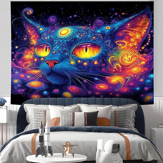 NYZE Astronaut Space Tapestry for Bedroom, Glow in the Dark Room Decor Wall Tapestries, Cool Galaxy Planet Wall Hanging, Wall Hanging for Men Guys Gamer Room Dorm Living Room 59in×51in