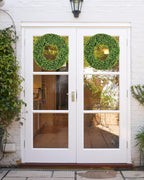 DDHS 20''Boxwood Wreaths for Front Door，Artificial Spring Wreaths for Farmhouse Wedding Green Year Round Indoor Outdoor for Fall Summer Christmas Wreath Home Decorations-Green
