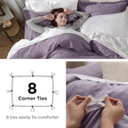 Bedsure Grayish Purple Duvet Cover Full Size - 3 Pieces Prewashed Extra Soft Cotton-Like Polyester Bedding Set, Includes 1 Duvet Cover 80x90 Inches with Zipper Closure & 2 Pillow Shams, No Comforter