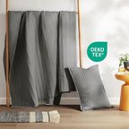 Comfort Spaces Kienna Quilt Set- Double Sided Stitching Design Summer Blanket, Lightweight, Soft, All Season Bedding Layer, Matching Sham, Charcoal, Coverlet Twin/Twin XL(66"x90") 2 Piece