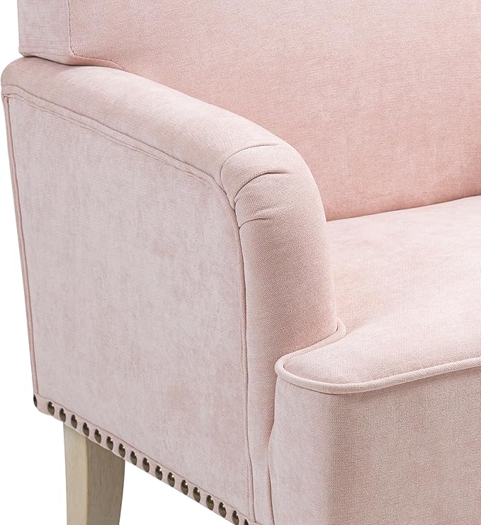 KEIKI Modern Accent Chair for Living Room and Bedroom,Comfortable Fabric Armchair with High-Density Foam, Sturdy Wood Legs, Stylish Lounge Chair for Home Office and Small Spaces