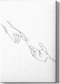Minimalist Reaching Hands Wrapped Canvas Wall Art Continuous Line Drawing Connection 24x36 Inch Gallery Stretched Modern Aesthetic Home Art Decor