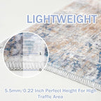 IOHOUZE Abstract Runner Rug 3x18 Ft Extra Long Washable Runners for Hallways, Non Slip Kitchen Runner Printed Faux Wool Entryway Runner Indoor, Modern Abstract Floor Carpet for Hall Stair, Blue Rust