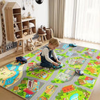 Boys Car Rugs for Kids Toy Cars,Large City Road Rug for Playroom Airport Track Play Mat Carpet 4' x 6' Educational Fun Play Mats for Floor Boys Playmat for Kids Room,Classroom, Bedroom