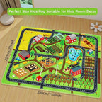 Kids Rug Play Mat for Toy Cars, 110"×78.7" Farm Life Road Traffic for Playroom Kids Car Road Rug Village Map Mat Farm Animals Washable Play Carpet for Toddlers Boys Room Family Tummy Time Playtime