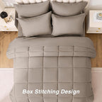 Love's cabin Full Comforter Set Light Brown, 7 Pieces Full Bed in a Bag, All Season Bedding Sets with 1 Comforter, 1 Flat Sheet, 1 Fitted Sheet, 2 Pillowcase and 2 Pillow Sham