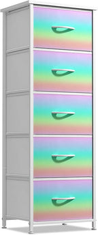 Sorbus Kids Dresser with 5 Drawers - Storage Chest Organizer Nightstand - Steel Frame, Wood Top, Tie-Dye Fabric Bins for Clothes - Wide Furniture for Bedroom, Hallway, Nursery, Closet, & Apartment