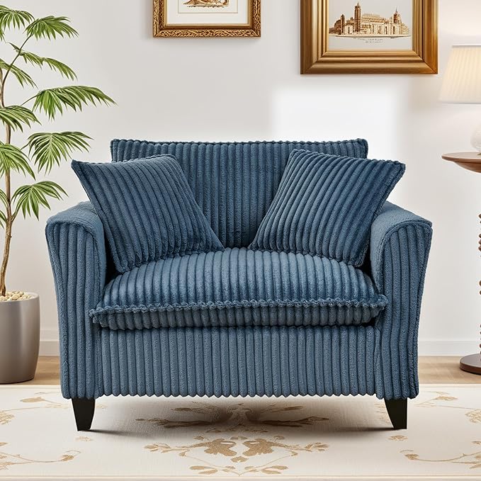 ERYE Living Room Accent Chair, Modern Corduroy Upholstered Chair Wider Seat Cushion Leisure Armchair W/2 Pillows and Removable Cover for Home Apartment,Bedroom,Office