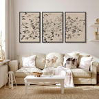 MUDECOR Framed Wall Art Print Set Minimalist Subtle Birds in Motion Illustrations Modern Art Boho Decorative Colorful Chic for Living Room, Bedroom, Office - 24"x36"x3 Black