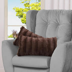 Cheer Collection Faux Fur Throw Pillows - Decorative Pillows for Couch, Bed Throw Pillows, Chocolate Accent Pillows for Bedroom or Living Room Aesthetic, Set of 2 Furry Throw Pillows, 12" x 20"