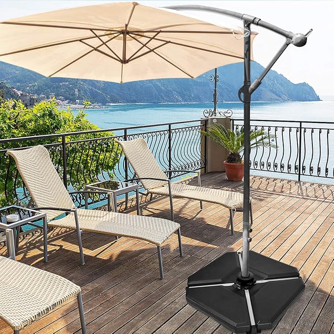 Giantex 4PCS Patio Offset Umbrella Base Weight, 195 lbs Water Sand Filled Umbrella Stand for Cantilever Offset Umbrella, Outdoor Market Umbrella Base with Easy-Filling Spouts