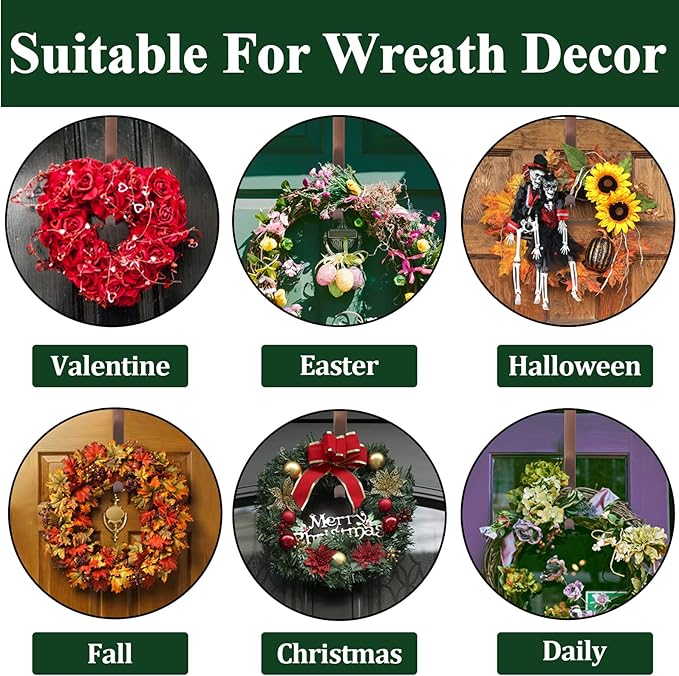 ZMCINER Wreath Hanger for Front Door, Adjustable Wreath Hanger from 15 to 25 Inches, 20 lbs Larger Door Upgrade Christmas Fall Wreaths Decorations Hook (Bronze)