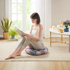 Codi Meditation Floor Pillow, Boho Pillows Seating for Adults and Kids, Large Round Cushion for Yoga Living Room Tatami Sitting, Memory Foam Added, 22x22 Inch, Multi Patchwork